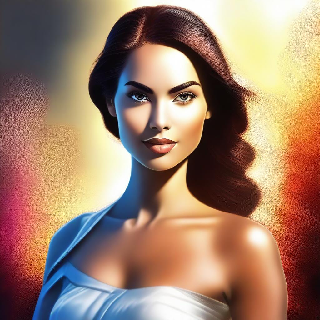 A high-quality digital art piece featuring a confident woman in a stylish attire