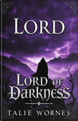 A captivating book cover for 'Lord of Darkness', featuring a dark and brooding medieval landscape