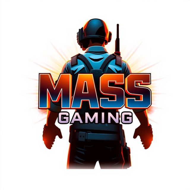 A vibrant 3D gaming logo featuring a character from PUBG seen from the back, with glowing lights radiating around them