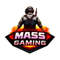 A vibrant 3D gaming logo featuring a character from PUBG seen from the back, with glowing lights radiating around them
