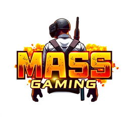 A vibrant 3D gaming logo featuring a character from PUBG seen from the back, with glowing lights radiating around them