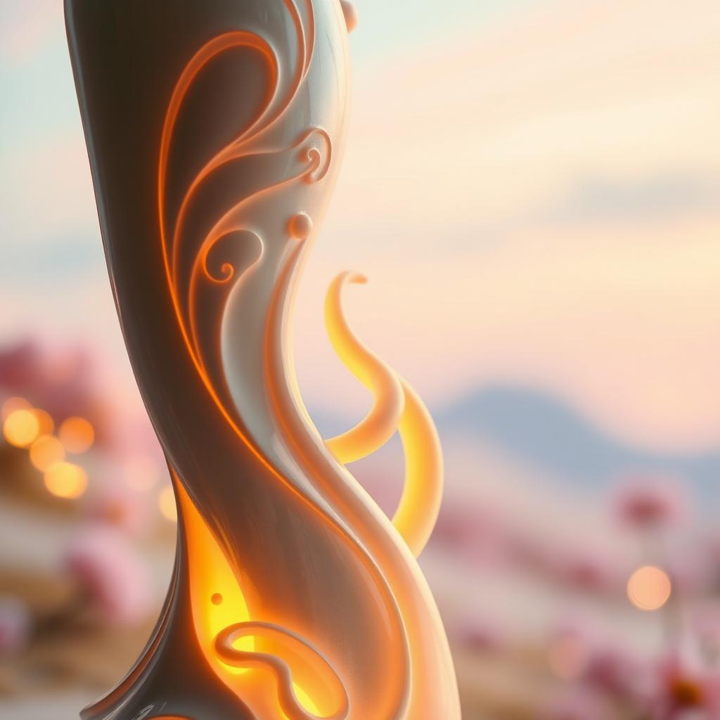 A close-up of a glowing, artistic sculpture representing the concept of 'ass', with intricate details highlighting its curves and forms