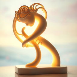 A close-up of a glowing, artistic sculpture representing the concept of 'ass', with intricate details highlighting its curves and forms