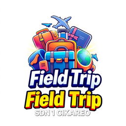 A vibrant 3D gaming logo featuring a travel-themed design with elements such as suitcases, airplanes, and passports, arranged dynamically