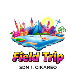A vibrant 3D gaming logo featuring a collection of tourist destinations such as iconic landmarks, mountains, and beaches, arranged as the main visual element