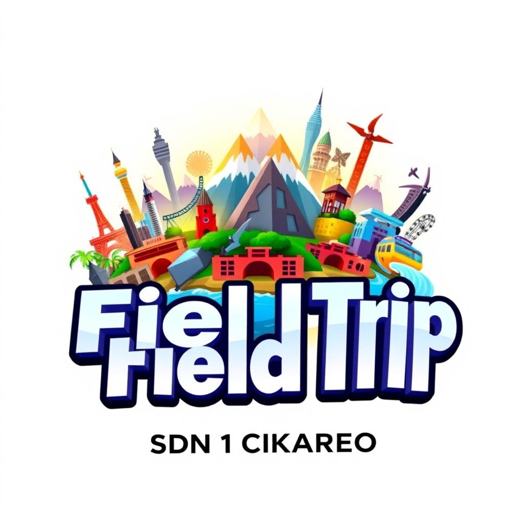 A vibrant 3D gaming logo featuring a collection of tourist destinations such as iconic landmarks, mountains, and beaches, arranged as the main visual element
