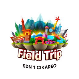 A vibrant 3D gaming logo featuring a collection of tourist destinations such as iconic landmarks, mountains, and beaches, arranged as the main visual element