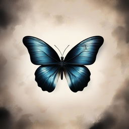 A high-quality digital art piece featuring a dark butterfly with a broken wing