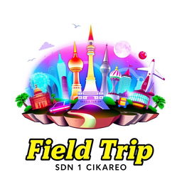 A vibrant 3D gaming logo featuring a tourism theme with elements like famous landmarks, nature scenes, and travel icons in the background