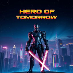 A stunning movie poster featuring a dramatic skyline of a futuristic city under a starry night sky