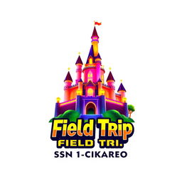 A vibrant 3D gaming logo featuring the iconic Jatinangor Park castle as the central element, beautifully rendered with a dynamic and colorful design