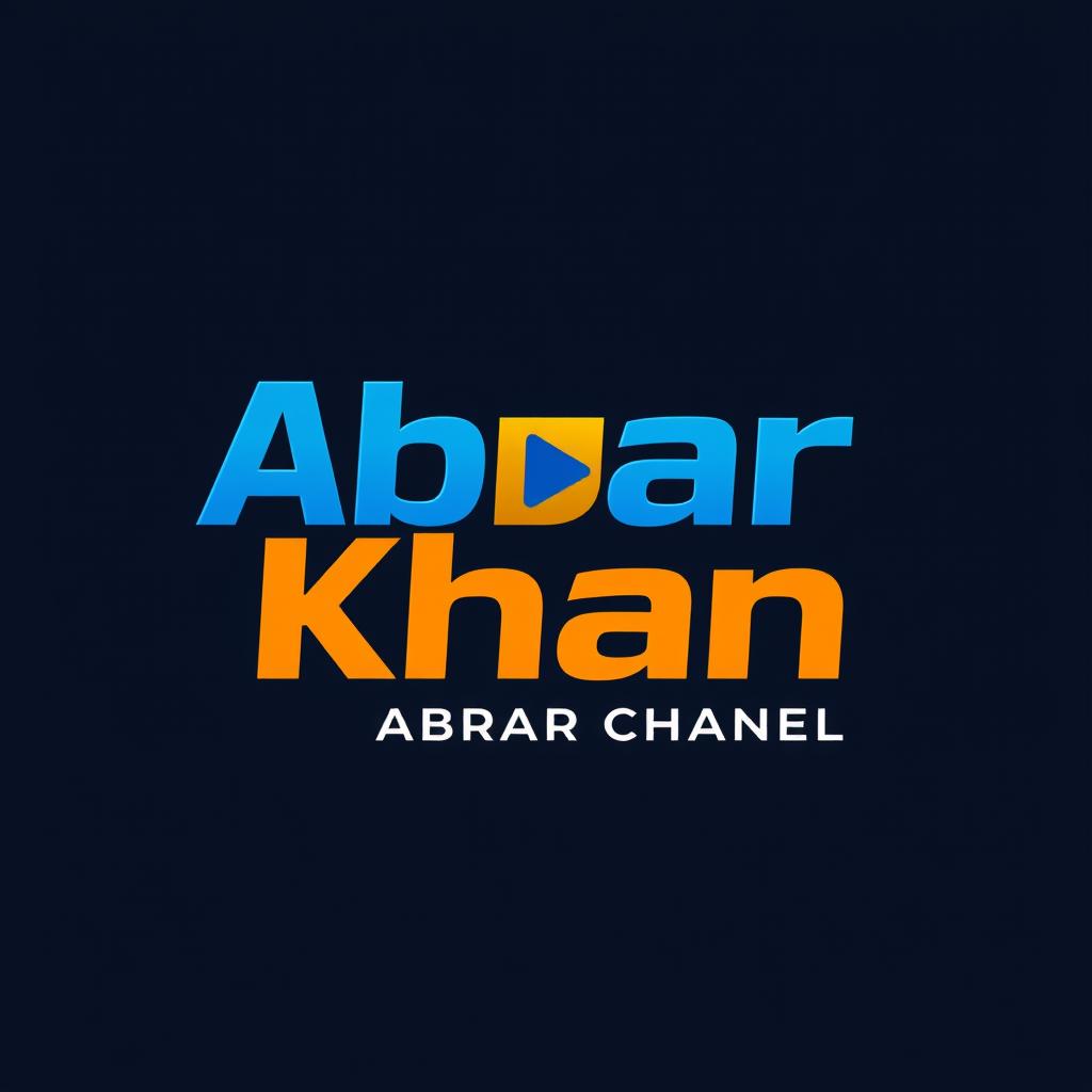 A vibrant and modern logo design for a YouTube channel named 'Abrar Khan'