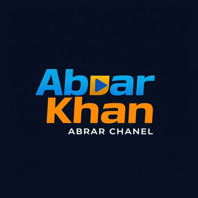 A vibrant and modern logo design for a YouTube channel named 'Abrar Khan'