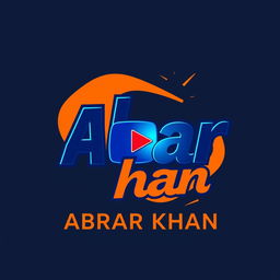 A vibrant and modern logo design for a YouTube channel named 'Abrar Khan'