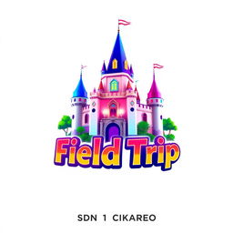 A vibrant 3D gaming logo featuring the iconic Jatinangor Park castle as the focal point, beautifully rendered with a colorful and dynamic design