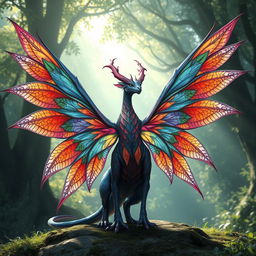 A fantasy creature with 24 beautifully intricate wings, each adorned with vibrant colors and exquisite patterns