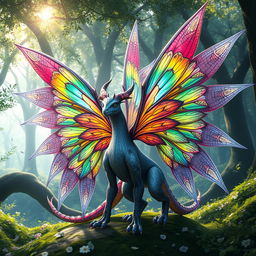 A fantasy creature with 24 beautifully intricate wings, each adorned with vibrant colors and exquisite patterns
