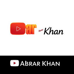 A sleek and modern logo design for a YouTube channel named 'Abrar Khan'
