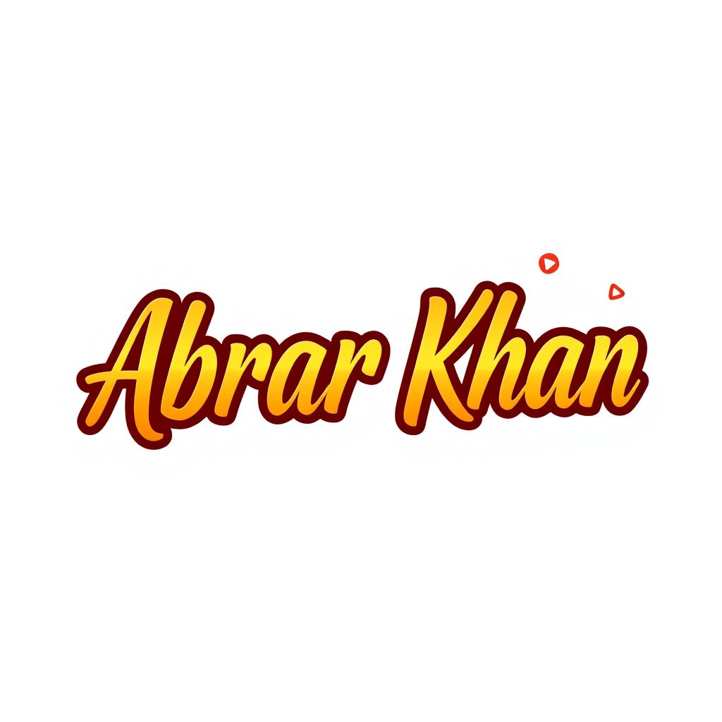 A sleek and modern logo design for a YouTube channel named 'Abrar Khan'