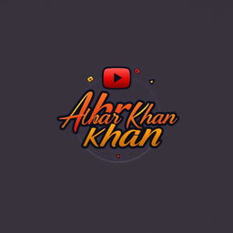 A sleek and modern logo design for a YouTube channel named 'Abrar Khan'