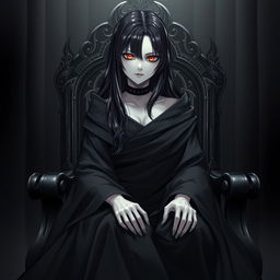 An intriguing light novel cover featuring a tall female character cloaked in a flowing black robe that hints at her mystique