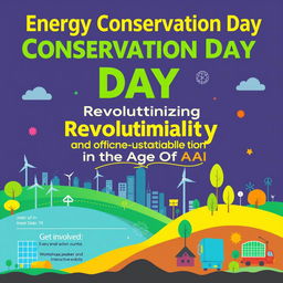 A vibrant and engaging poster for Energy Conservation Day, featuring a modern and stylized design