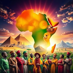 A colorful and vibrant depiction of Africa being portrayed as the most powerful continent in the world
