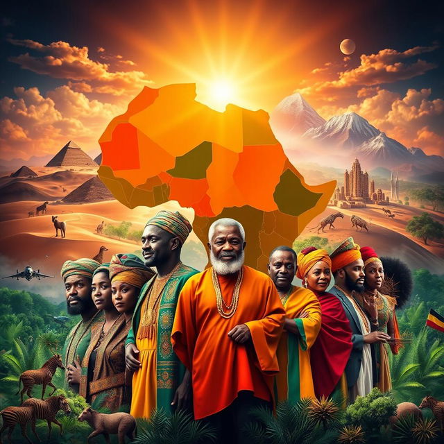 A colorful and vibrant depiction of Africa being portrayed as the most powerful continent in the world