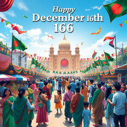 A vibrant and beautiful depiction of December 16th, highlighting its significance in Bangladeshi history