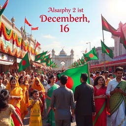 A vibrant and beautiful depiction of December 16th, highlighting its significance in Bangladeshi history