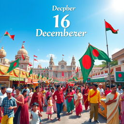 A vibrant and beautiful depiction of December 16th, highlighting its significance in Bangladeshi history