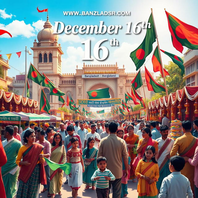 A vibrant and beautiful depiction of December 16th, highlighting its significance in Bangladeshi history