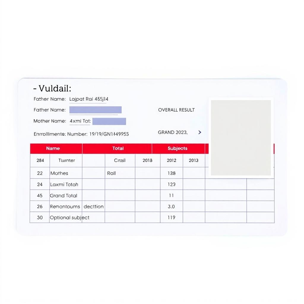 Create an academic report card for a student named Vipul Gajra