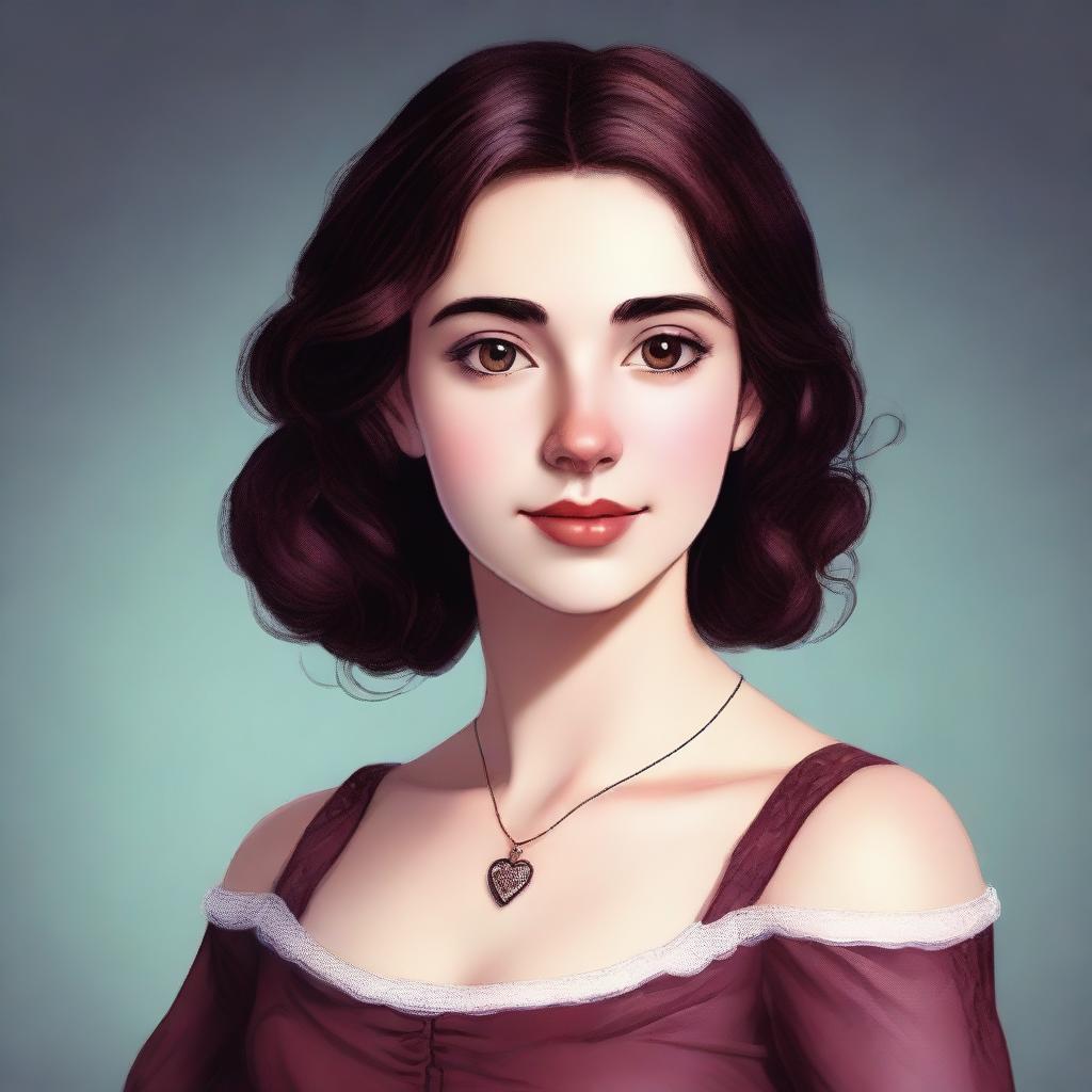 A high-quality digital portrait of a young, twenty-something girl from the Regency era