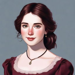 A high-quality digital portrait of a young, twenty-something girl from the Regency era