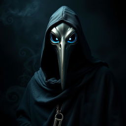 A striking portrait of a Plague Doctor, depicted as a savior figure