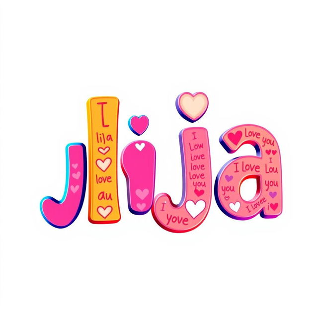 A vibrant, playful typography design showcasing the word "lija"