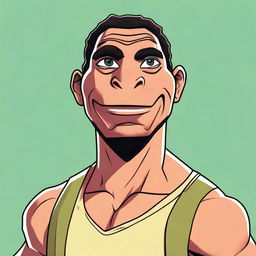 This is a high-quality digital illustration of a fictional character: a slim, less athletic, handsome middle-aged man of Puerto Rican descent