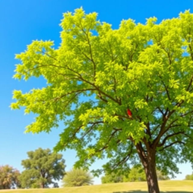 A bright sunny day with a clear blue sky