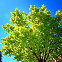 A bright sunny day with a clear blue sky