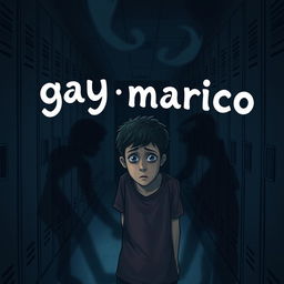 A 14-year-old boy in a dark hallway surrounded by lockers