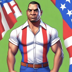 This is a high-quality, full-body digital illustration of a fictional character: a slim, handsome middle-aged man of Puerto Rican descent