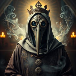 A striking portrait of a Holy Plague Doctor, embodying the essence of a savior figure, dressed in traditional attire that reflects Iranian Muslim culture