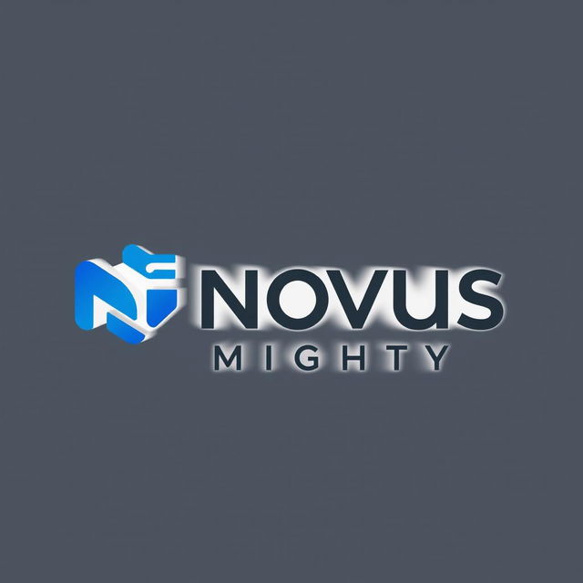 A modern and sleek logo design for 'Novus Mighty'
