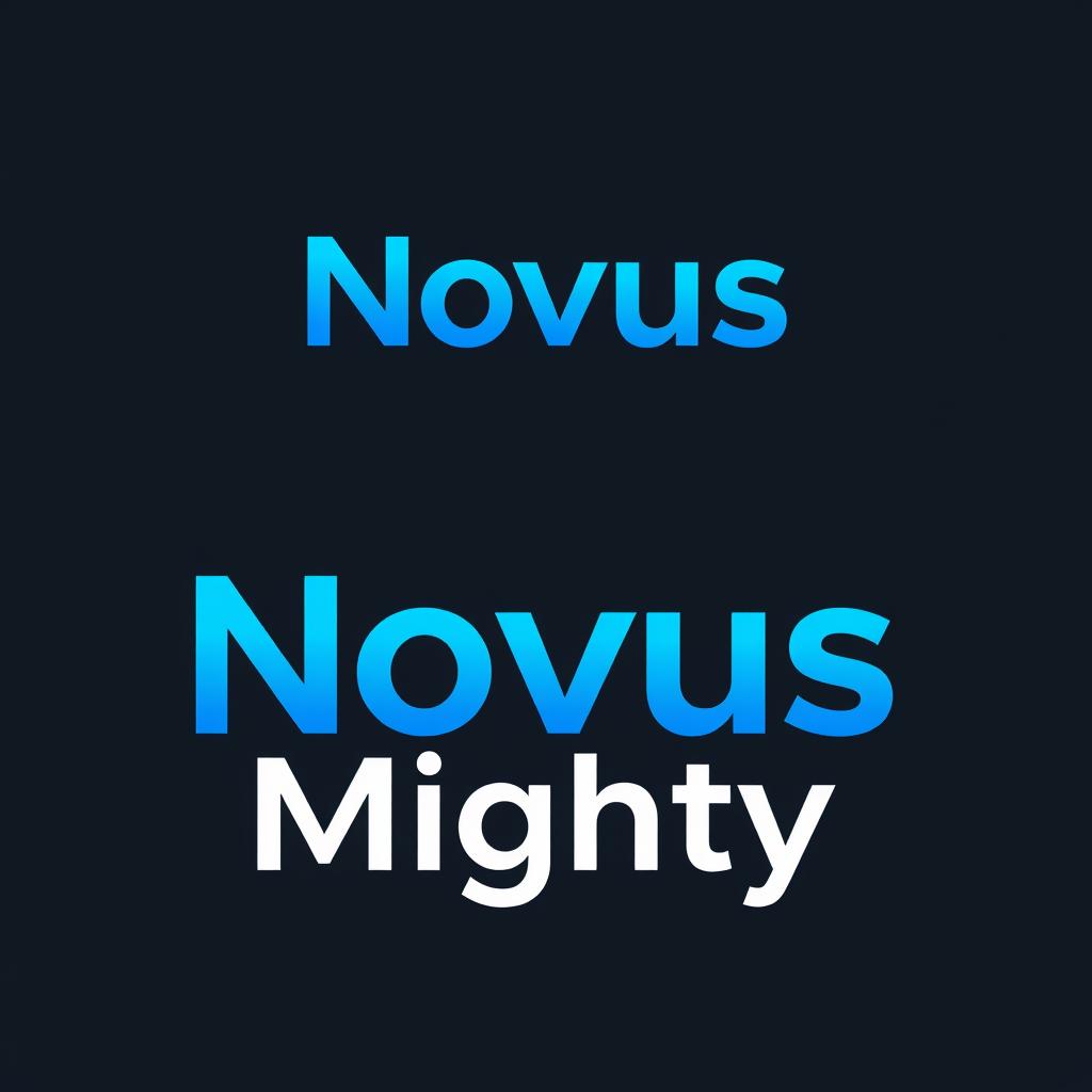 A modern and sleek logo design for 'Novus Mighty'