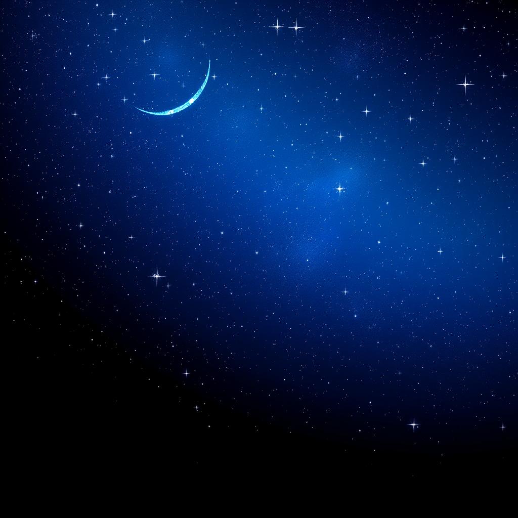 A stunning digital art design featuring a vibrant starry night sky, filled with countless twinkling stars in various sizes, and a deep blue to black gradient representing space