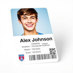 A realistic student ID card design featuring a clean layout