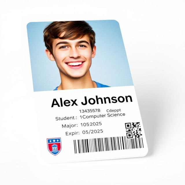 A realistic student ID card design featuring a clean layout