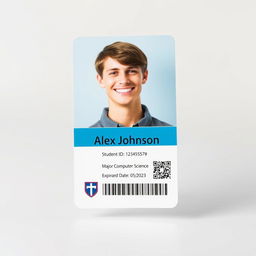 A realistic student ID card design featuring a clean layout
