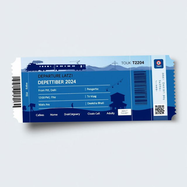 Create a visually striking digital ticket for a train journey